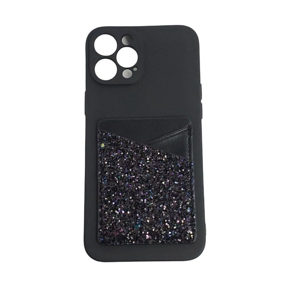 Black Phone Case Sequin Card Holder iPhone 12 Pro Max Apple